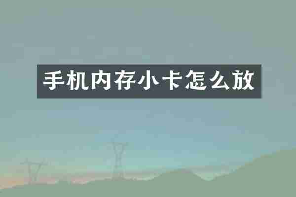 手机内存小卡怎么放