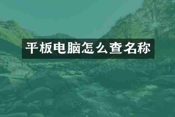 平板电脑怎么查名称