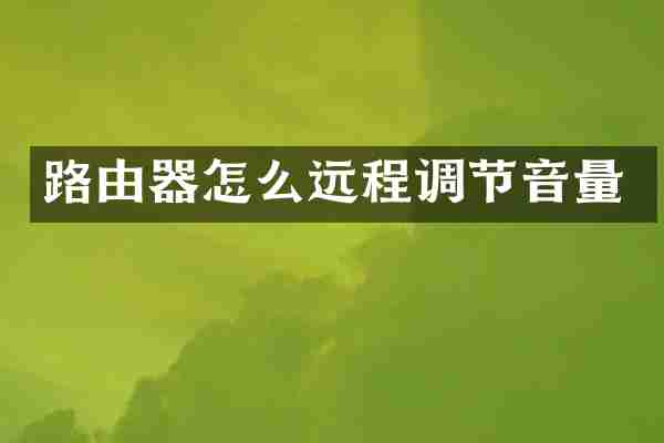 路由器怎么远程调节音量