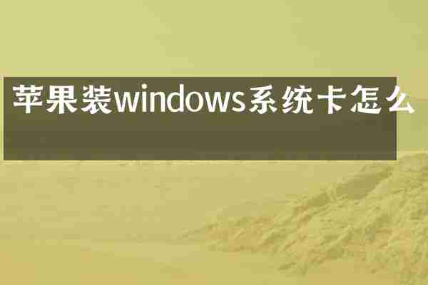 苹果装windows系统卡怎么办