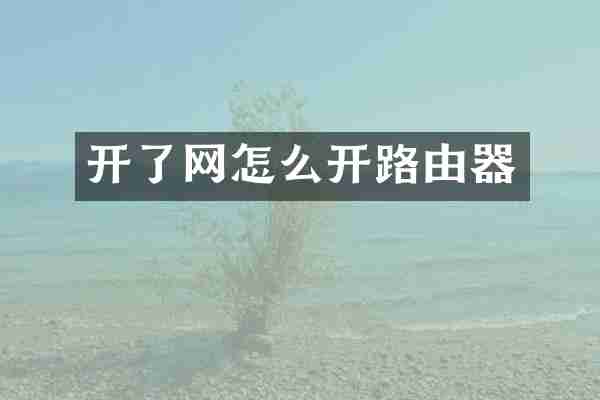 开了网怎么开路由器
