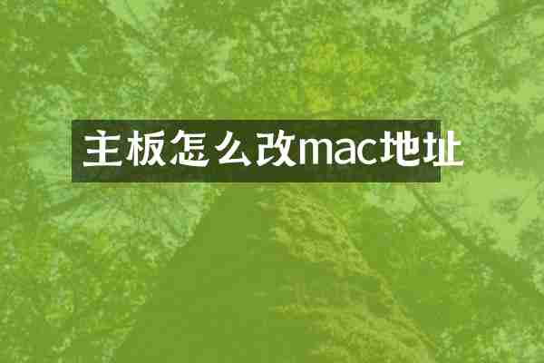 主板怎么改mac地址