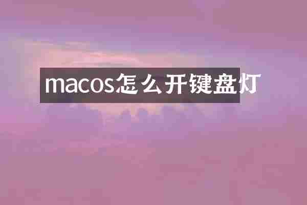 macos怎么开键盘灯