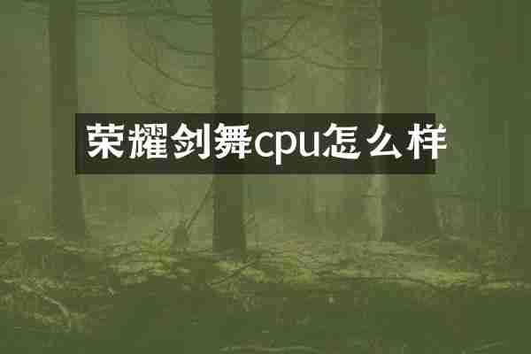 荣耀剑舞cpu怎么样