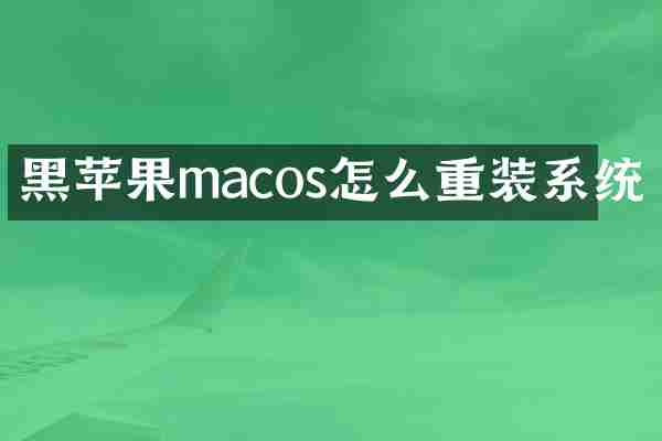 黑苹果macos怎么重装系统