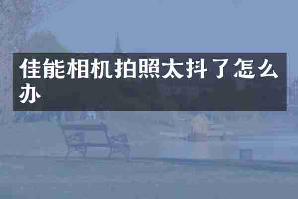 佳能相机拍照太抖了怎么办