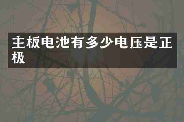 主板电池有多少电压是正极