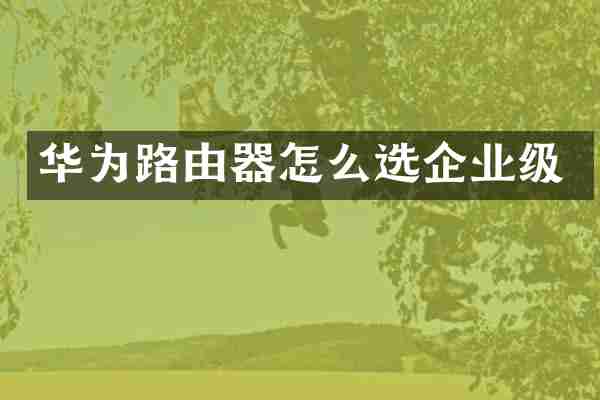 华为路由器怎么选企业级
