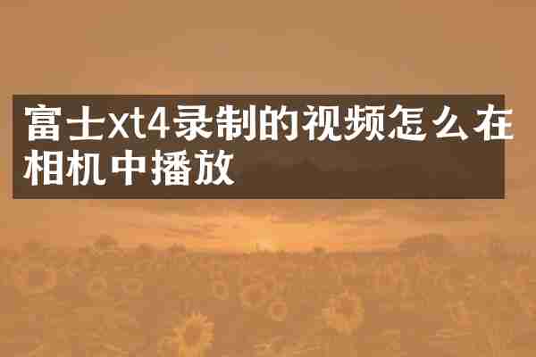 富士xt4录制的视频怎么在相机中播放