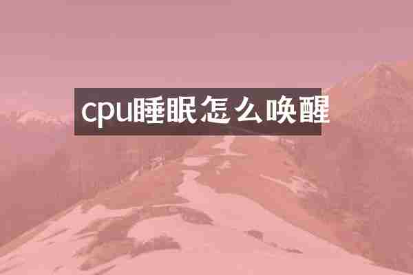 cpu睡眠怎么唤醒