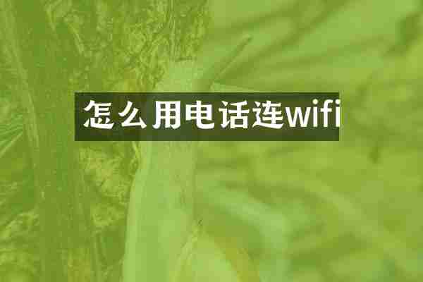 怎么用电话连wifi