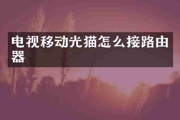 电视移动光猫怎么接路由器