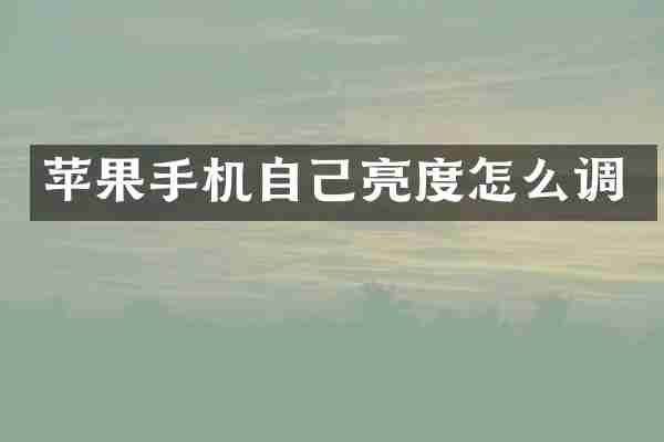 苹果手机自己亮度怎么调