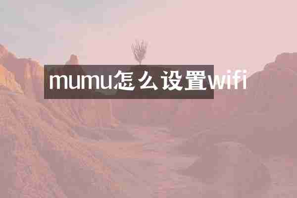 mumu怎么设置wifi