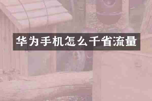 华为手机怎么千省流量