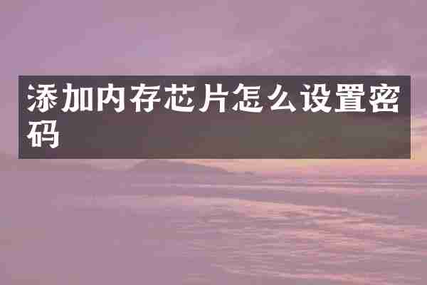 添加内存芯片怎么设置密码