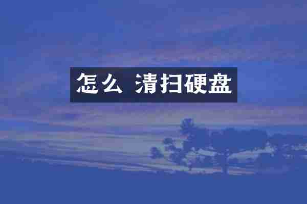 怎么 清扫硬盘