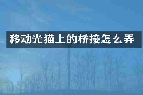 移动光猫上的桥接怎么弄