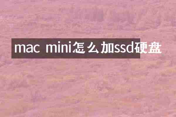 mac mini怎么加ssd硬盘