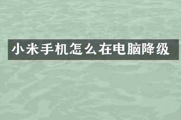 小米手机怎么在电脑降级