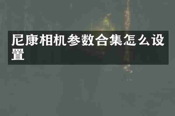 尼康相机参数怎么设置