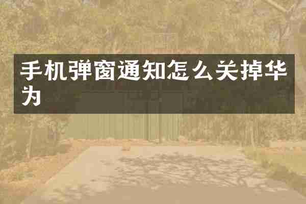 手机弹窗通知怎么关掉华为