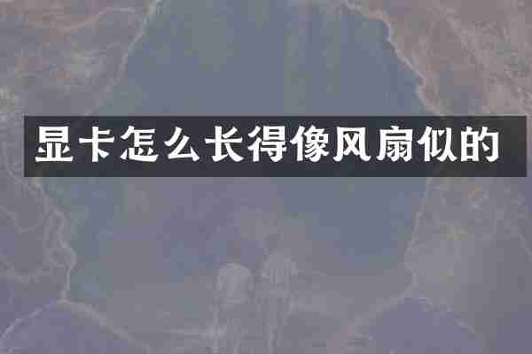 显卡怎么长得像风扇似的