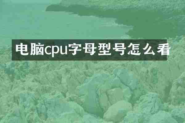 电脑cpu字母型号怎么看