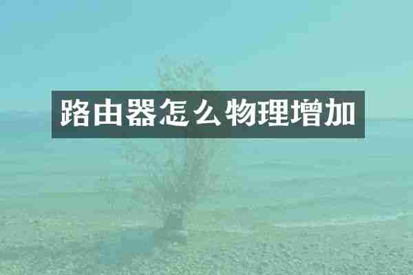 路由器怎么物理增加