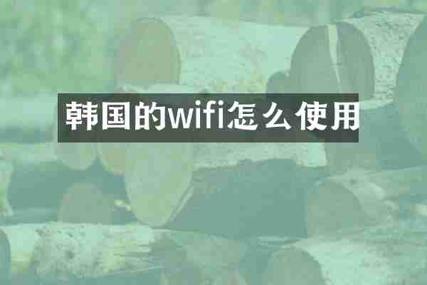 韩国的wifi怎么使用
