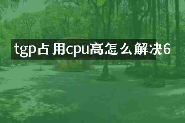 tgp占用cpu高怎么解决6