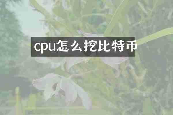 cpu怎么挖比特币