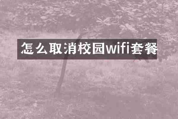 怎么取消校园wifi套餐