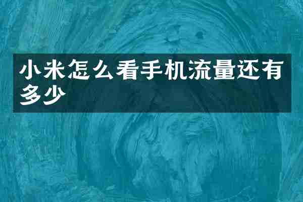 小米怎么看手机流量还有多少