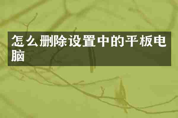 怎么删除设置中的平板电脑