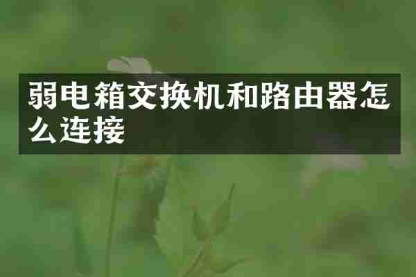 弱电箱交换机和路由器怎么连接