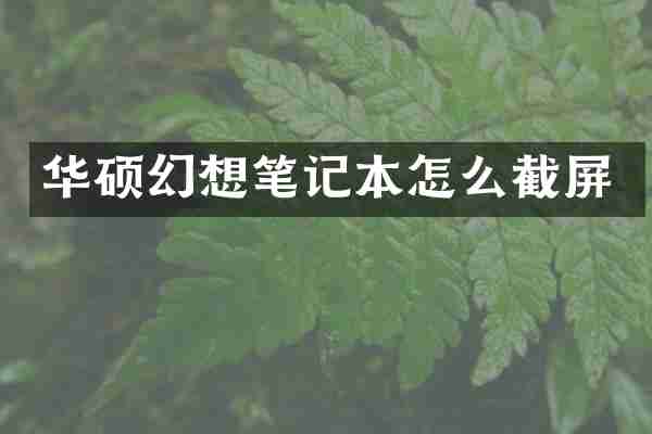 华硕幻想笔记本怎么截屏