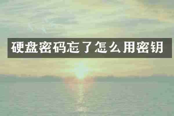 硬盘密码忘了怎么用密钥