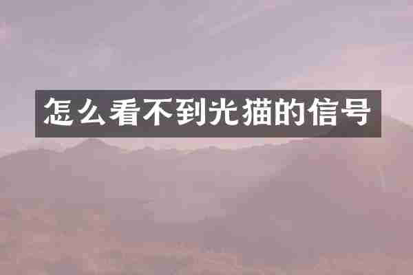 怎么看不到光猫的信号