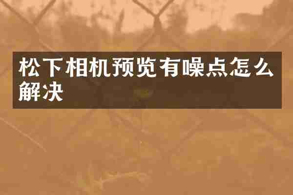 松下相机预览有噪点怎么解决