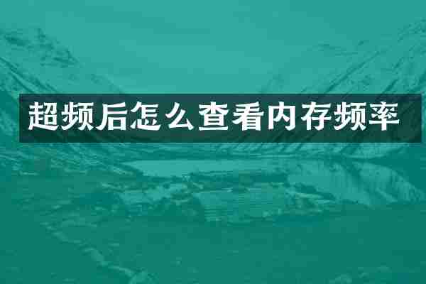 超频后怎么查看内存频率