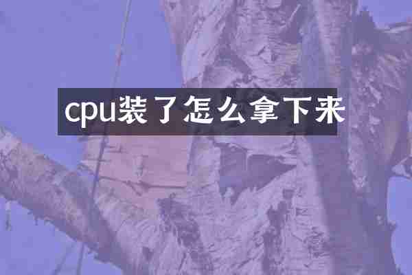 cpu装了怎么拿下来
