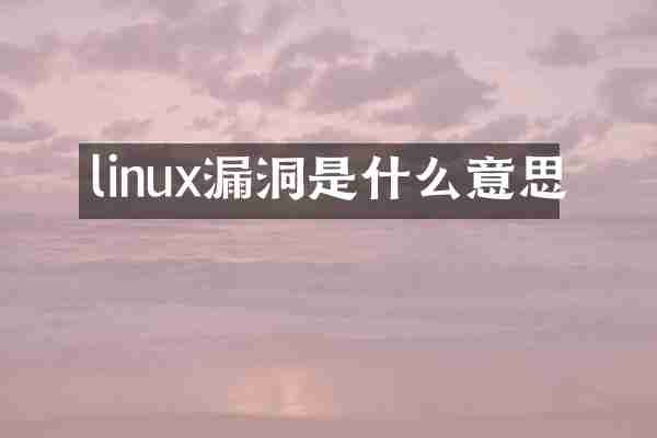 linux漏洞是什么意思