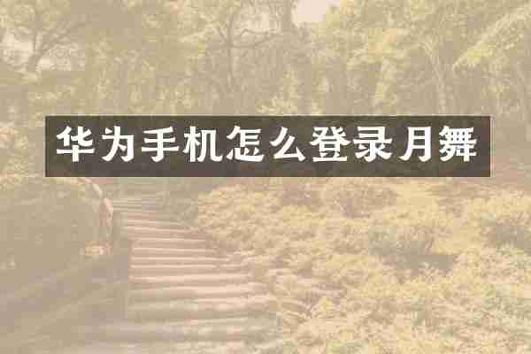 华为手机怎么登录月舞
