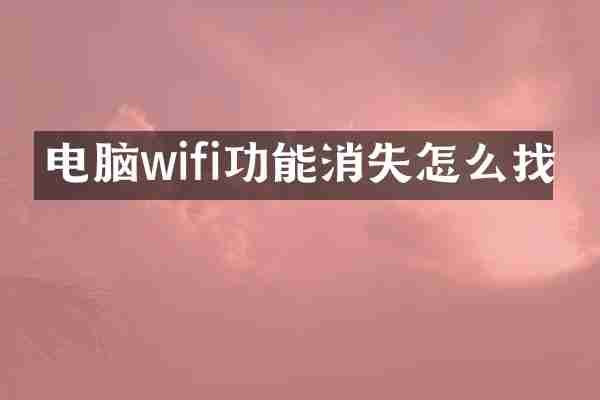 电脑wifi功能消失怎么找