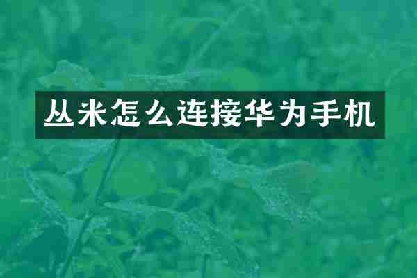 丛米怎么连接华为手机