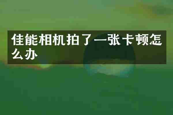 佳能相机拍了一张卡顿怎么办