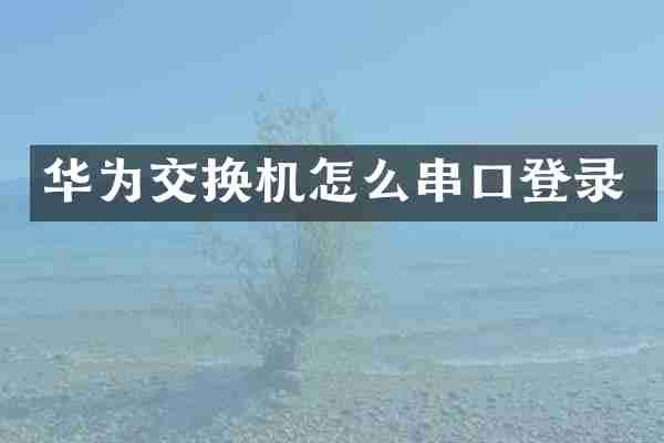 华为交换机怎么串口登录