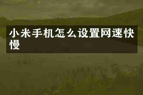 小米手机怎么设置网速快慢