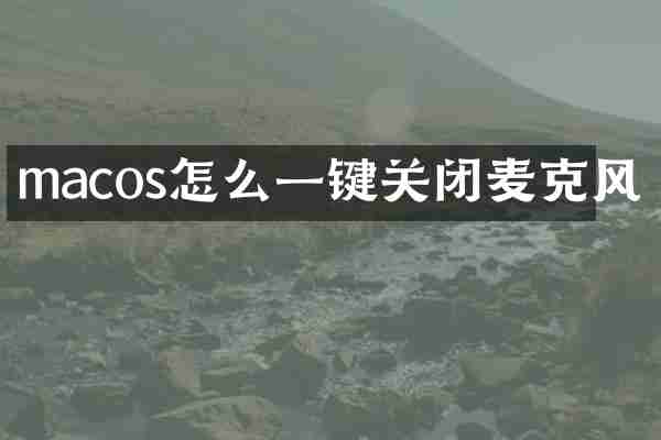 macos怎么一键关闭麦克风